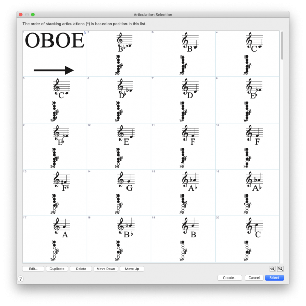 Sample of Oboe palette